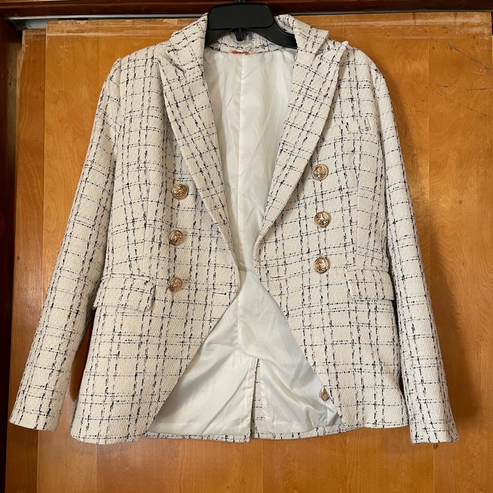 Plaid Double Breasted Blazer